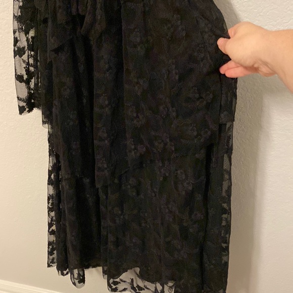 Free People Black Flower Embroidered Tiered Lace Tulle Open Back Maxi Dress - 2 - Picture 9 of 13